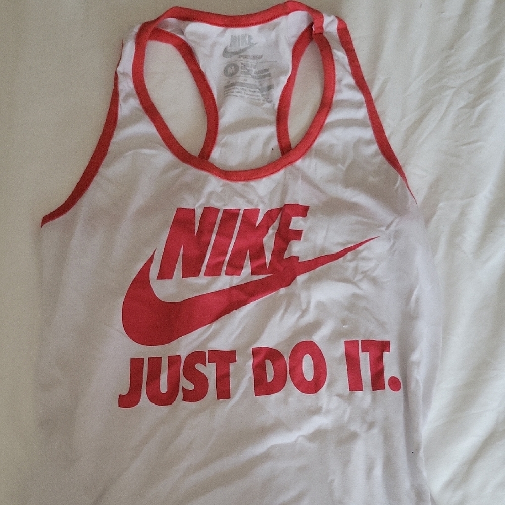 Nike White and Red Tank Top